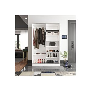 Aura Whi̇te Portmanto Vestiyer Ayakkabılık Aynalı 2 Sürgü Kapaklı