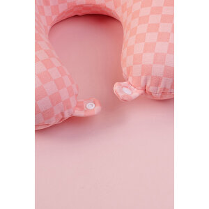 Yoyoso Mozaik Şekillli  Memory Foam U Tipi Yastık Pembe