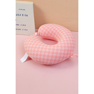 Yoyoso Mozaik Şekillli  Memory Foam U Tipi Yastık Pembe