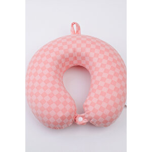 Yoyoso Mozaik Şekillli  Memory Foam U Tipi Yastık Pembe