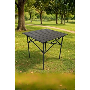 Hafif Taşıma Çantalı Katlanır Kamp Piknik Bahçe Masası Siyah 50 X 50 X 50 Cm