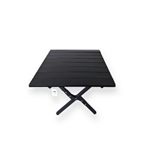 Hafif Taşıma Çantalı Katlanır Kamp Piknik Bahçe Masası Siyah 60 X 60 X 45 Cm