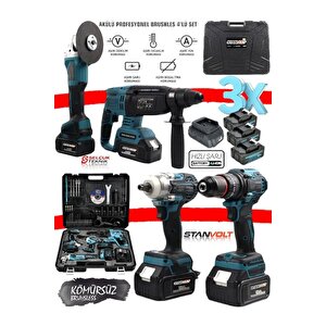 Profesyonel Şarjlı Darbeli 4'lü Set 2-26 Hilti - 125mm Taşlama - 13mm Darbeli Matkap - Somun Sıkma