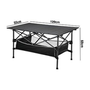 Family Xl Katlanabilir Alüminyum Kamp Masası Siyah​+6 Adet Tabure