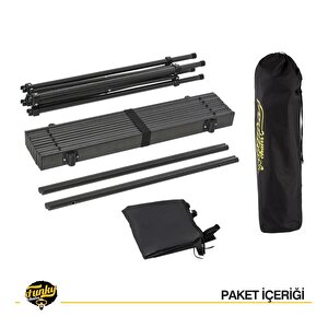 Family Xl Katlanabilir Alüminyum Kamp Masası Siyah​+6 Adet Tabure