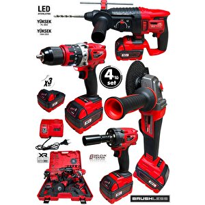 Profesyonel Kömürsüz 36v 4'lü Set Kırıcı Delici Hilti Taşlama Somun Sıkma Akülü Vidalama Dawrek