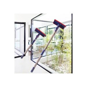 Teleskopik Mikrofiber Çift Taraflı Cam Silme Aparatı Çekçekli Silecek Pratik Teleskobik Silici