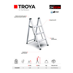 Çağsan 3 Basamaklı Troya - Ev Tipi Merdiven Cm2213n