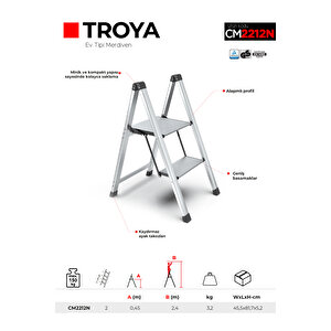 Çağsan 2 Basamakl Troya - Ev Tipi Merdiven Cm2212n