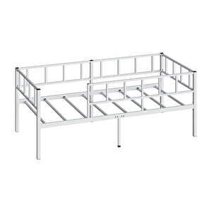 Zenit Metal Karyola Beyaz Korkuluklu Karyola, Daybed