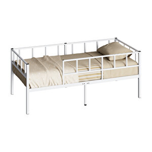 Zenit Metal Karyola Beyaz Korkuluklu Karyola, Daybed