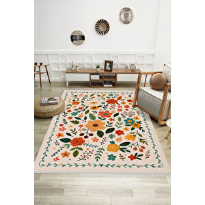Renkli Çiçek Desenli Halı – Kaymaz & Makinede Yıkanabilir | Bebek Ve Evcil Dostu | 120x180 Cm 120x180 cm
