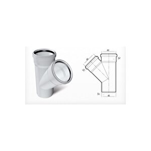 Dublex Pvc Atık Su Borusu Pimaş Tek Çatal 70 X 70 Mm.