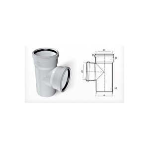 Dublex Pvc Atık Su Borusu Pimaş Te Çatal 70 X 50 Mm.