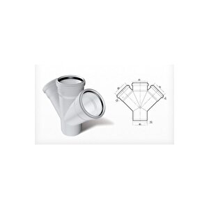Dublex Pvc Atık Su Borusu Pimaş Çift Çatal 100 X 50 Mm.