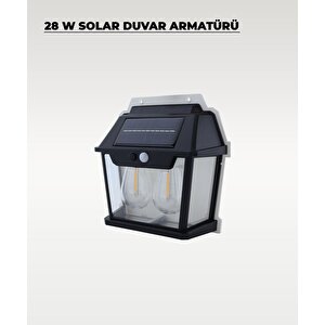 28w Dekoratif Çift Ampullü Solar Aplik 3200k Sarı Işık