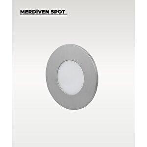 3w Krom Yuvarlak Sıva Altı Merdiven Spot 6500k (beyaz Işık)