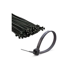Siyah Kablo Bağı , Plastik Kelepçe , Cırt Kelepçe 8,0 X 300 Mm. (100 Adet)
