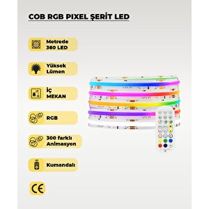 Cob Rgb Pixel Şerit Led - Animasyonlu - Sese Duyarlı - 5 Metre (kumandalı)
