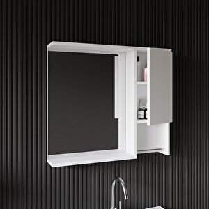 Deniz Banyo Dolabı Seti, 80 Cm Beyaz, Lavabo Dahil, Lavabolu