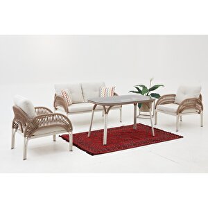 Comfort İp Örgü Bahçe Balkon Oturma Grubu (2+1+1+m)