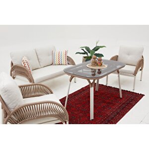 Comfort İp Örgü Bahçe Balkon Oturma Grubu (2+1+1+m)