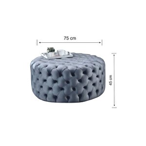 Most Hallow Kapitoneli Yuvarlak Orta Sehpa 23 Antrasit Kadife Kumaş %100 Mdf(Evinize Teslim)