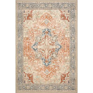 Beylerbeyi By 802 Bej Vintage Halı Oda Salon Halısı Yıkanabilir Eskitme Halı Şönil Halı 80x300 cm