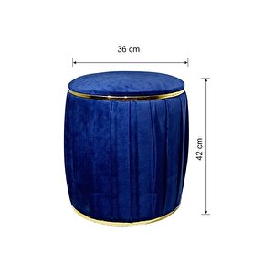 Most Ekol Lüks Puf 19 Lacivert Kadife Kumaş (Evinize Teslim) Lacivert