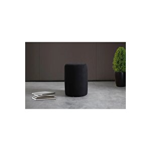 Most Ekol Puf 25 Siyah Kadife Kumaş (Evinize Teslim) Kırık Beyaz