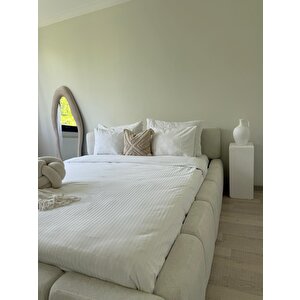 Most Oktagon Bazalı Karyola 01 Beyaz Bukle Kumaş Yataş Kuştüyü Sünger 180x200 Yatak İçin(kurulum Dahil)