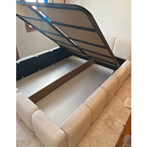 Most Oktagon Bazalı Karyola Bej Bukle Kumaş Yataş Kuştüyü Sünger 160x200 Yatak Için(kurulum Dahi̇l) Bej