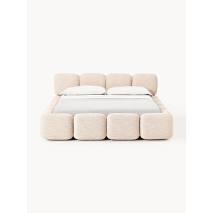 Most Oktagon Bazalı Karyola 03 Bej Bukle Kumaş Yataş Kuştüyü Sünger 160x200 Yatak Için(kurulum Dahi̇l)