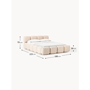 Most Oktagon Bazalı Karyola 03 Bej Bukle Kumaş Yataş Kuştüyü Sünger 160x200 Yatak Için(kurulum Dahi̇l)