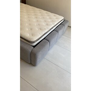 Most Oktagon Bazalı Karyola 22 Gri Bukle Kumaş Yataş Kuştüyü Sünger 160x200 Yatak Için(kurulum Dahi̇l) Gri