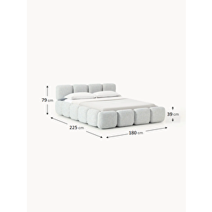 Most Oktagon Bazalı Karyola 22 Gri Bukle Kumaş Yataş Kuştüyü Sünger 160x200 Yatak Için(kurulum Dahi̇l)