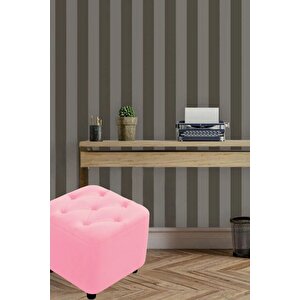 Most Hallow Kapitoneli Kare Puf 11 Pembe Kadife Kumaş (Evinize Teslim) Pembe