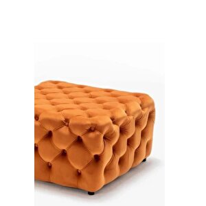 Most Hallow Kapitoneli Kare Orta Sehpa 09 Tarçın Kadife Kumaş %100 Mdf (Evinize Teslim) Tarçın