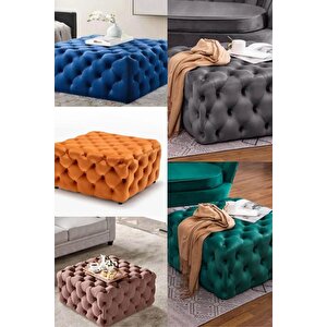 Most Hallow Kapitoneli Kare Orta Sehpa 09 Tarçın Kadife Kumaş %100 Mdf (Evinize Teslim) Tarçın