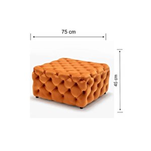 Most Hallow Kapitoneli Kare Orta Sehpa 09 Tarçın Kadife Kumaş %100 Mdf (Evinize Teslim)