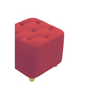 Most Hallow Kapitoneli Kare Puf 14 Bordo Kadife Kumaş (Evinize Teslim) Bordo