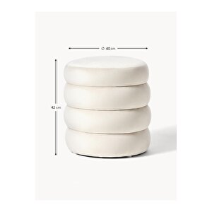 Most Twister Puf 01 Kırık Beyaz Beyaz Kadife Kumaş (Evinize Teslim)
