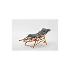 Most Sunbed Şezlong Su Bazlı %100 Ağaç Outdoor Antrasit Kumaş Silikon Dolgu (Evinize Teslim)