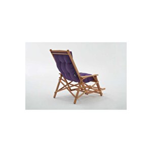 Most Sunbed Şezlong Su Bazlı %100 Ağaç Outdoor Mor Kumaş Silikon Dolgu(Evinize Teslim)