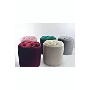 Most Hallow Kapitoneli Sandıklı Puf 11 Pembe Kadife Kumaş (Evinize Teslim)