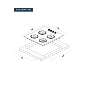 Ko-40 Tshdf Siyah Oval Set Üstü Cam Ocak 8mm