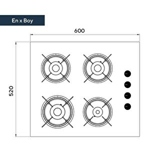 Ko-40 Tshdf Set Üstü Ocak Beyaz Cam Doğalgazlı