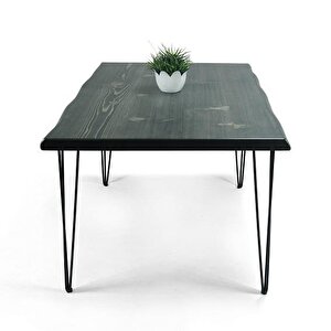 Doğal Ağaç Masif Kütük Yemek Masası 60cm X 110cm ( Metal Ayak )