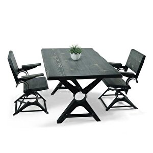 Doğal Ağaç Masif Ahşap Yemek Masası 90 Cm X 150 Cm 2 Sandalye