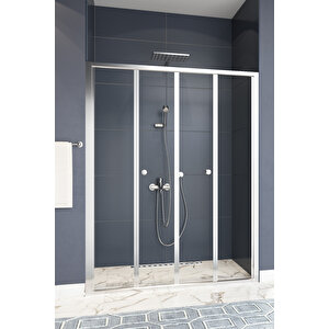 Harmonika Temperli 4 Mm Ön Cephe Katlanır Cam Duşakabin Krom Profil Şeffaf Cam 123 cm